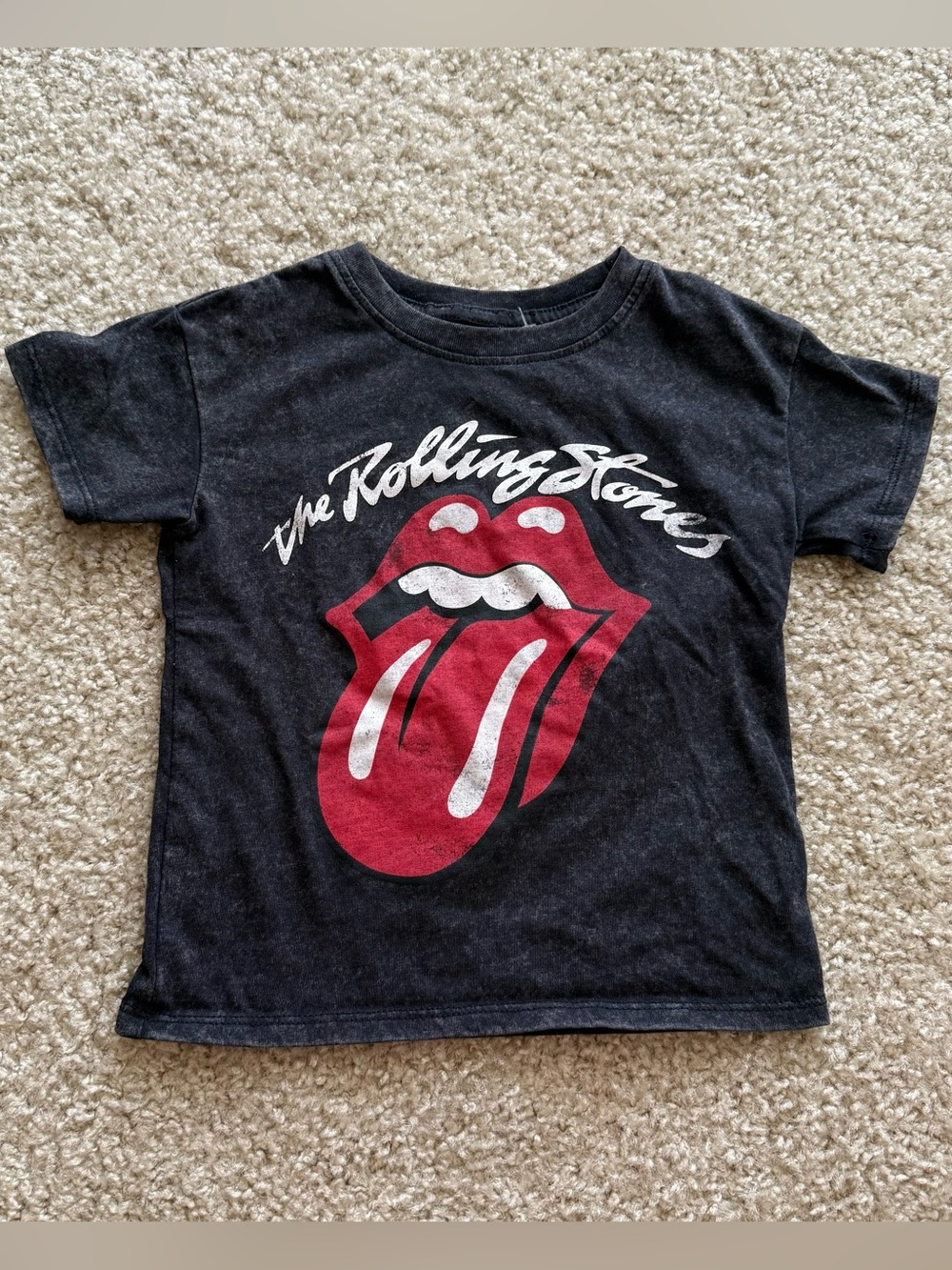 The Rolling Stones Black Kids Tee with Red Tongue Graphic 3T